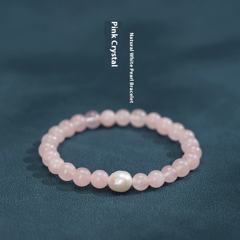 Natural Pink Crystal Bracelet Peach Blossom Exquisite Niche Freshwater Pearl Fresh Style Tagram Style Fresh Style Bracelet For Women