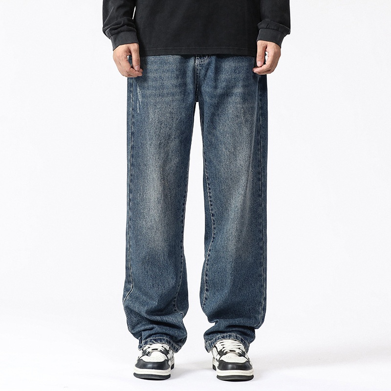 Straight Jeans Men's Loose Large Size Mopping Wide Leg Pants Men's Autumny American High Street Casual Trousers