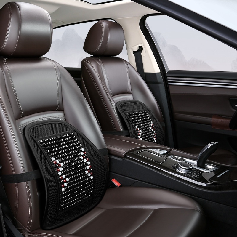 Car Seat Cushion Summer Cool Pad Ventilation Breathable Seat Waist Support Wooden Beads Four Seasons Universal Cushion Backrest Office Seat Cushion