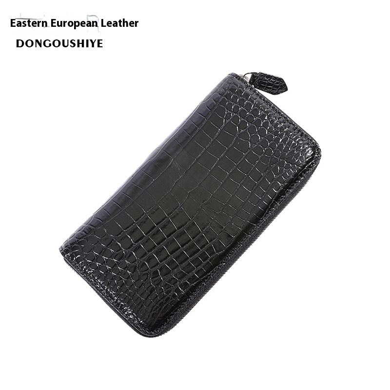 No Stitching Crocodile Leather Clutch Bag Genuine Leather Men's Handbag Whole Leather Casual Men With Zipper Medium And Long Men's Bag