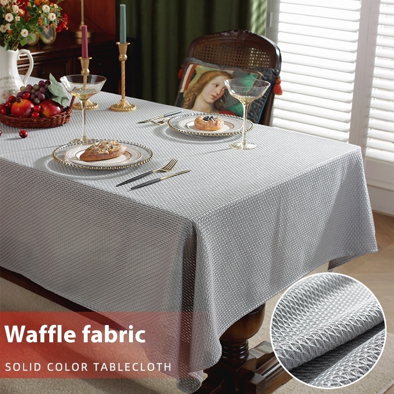 Simple Style Tablecloth Cotton And Linen Waffle Solid Color Tablecloth European Bedside Table Dust Cover Cloth Coffee Table Table Mat