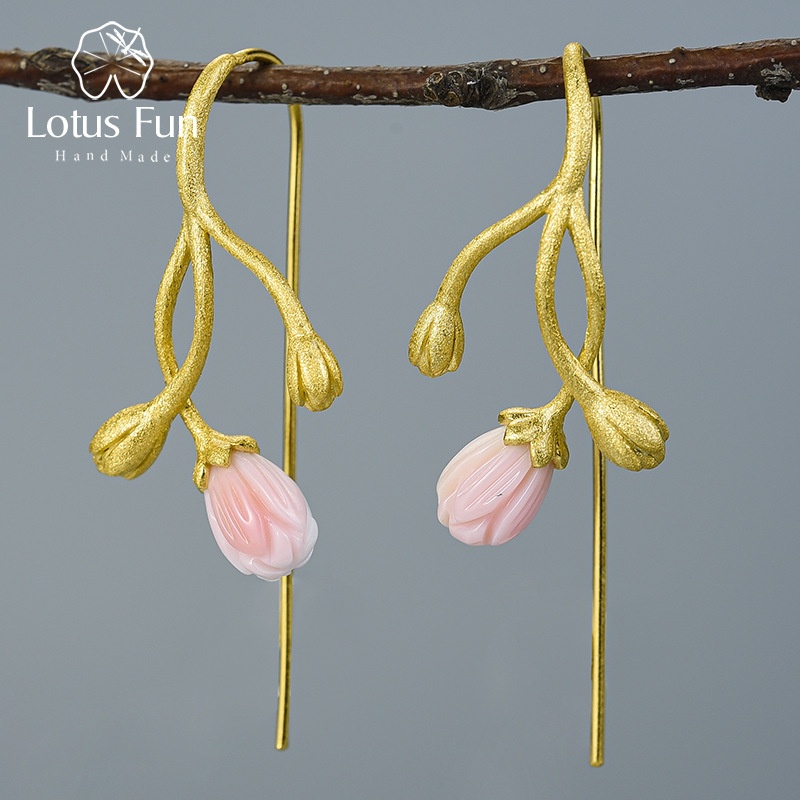 Elegant Jasmine Queen Snail Sterling Silver S925 Women's Earrings Natural Handmade Fresh Data Pack