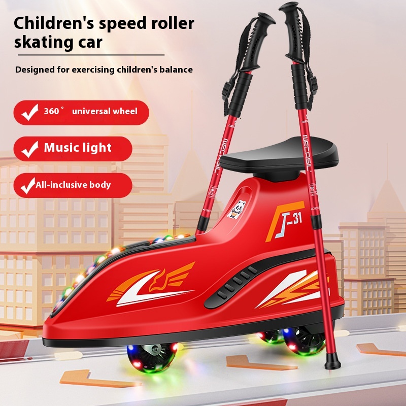 Children's Speed Roller Skates Flash Wheel Dry Skate Car Children's Balance Car Sliding Scooter Tricycle