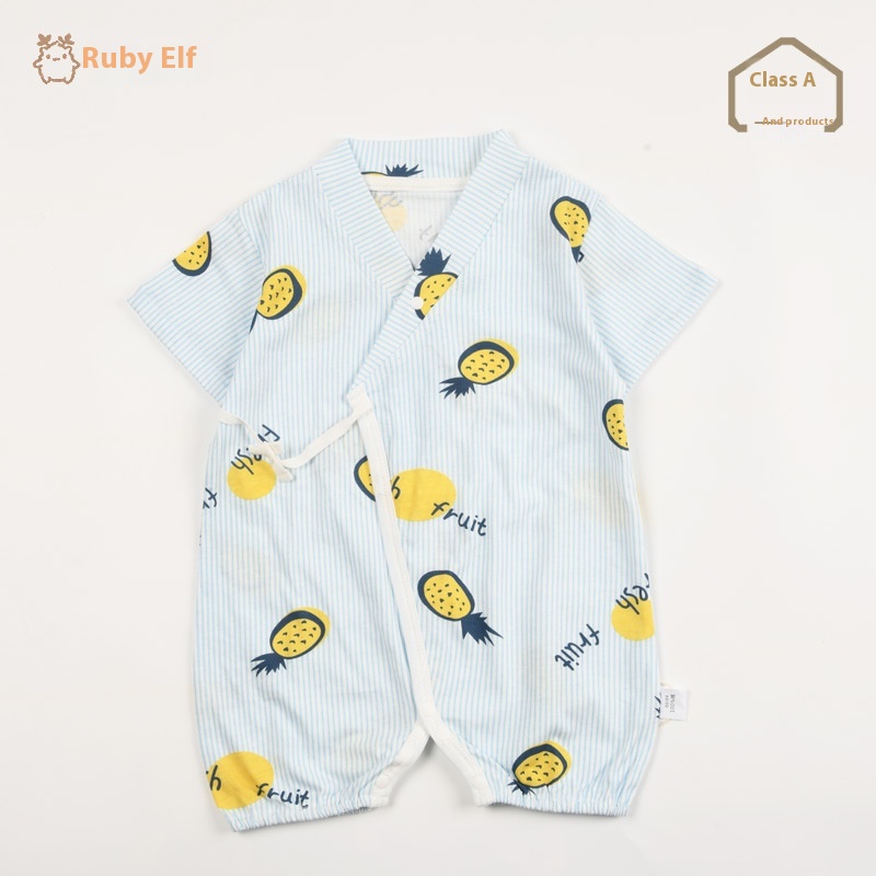 Summer Baby Gauze Cotton Thin Fart Clothes Baby Cotton Short-sleeved Monk Clothes ATypeborn Jumpsuit