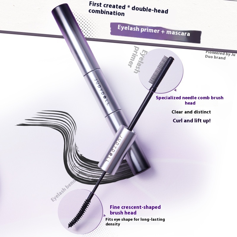 Judydoll Tangerine Double-headed Mascara Long, Curly, Thick, No Snoiling, Fine Combed Eyelash Base 2-in -1