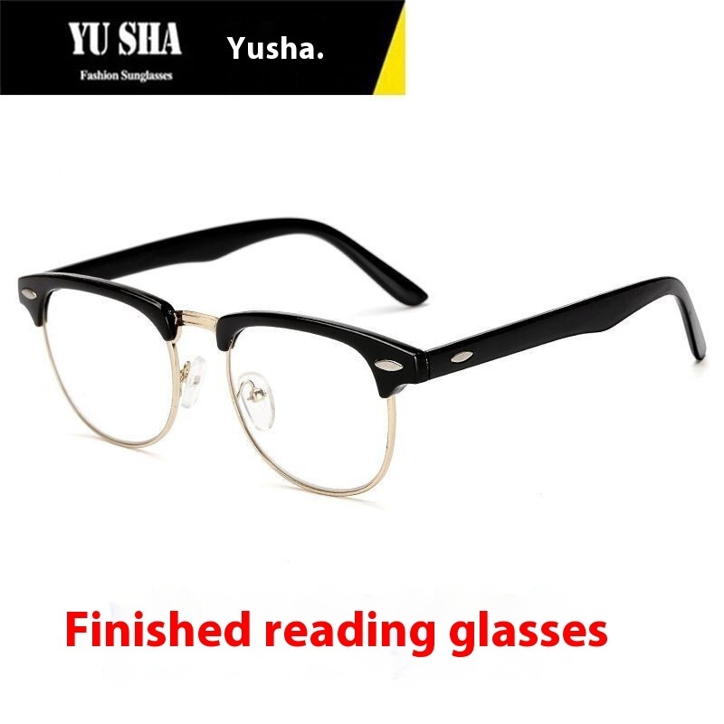 Reading Glasses Korean Retro3016 Reading Glasses Men And Women Round Flat Glasses Semi-metal Glasses Frame