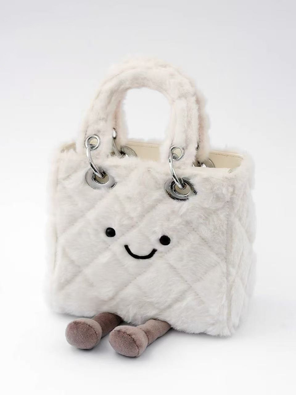 Princess Diana Bag Cute Fun Fashion Plush Smiley Face Small Bag Tote Bag Plush Handbag Crossbody Bag
