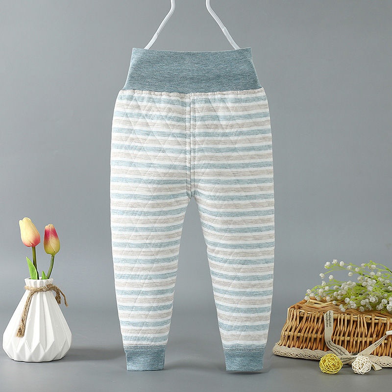 Baby Quilted Thickened Pants High Waist Baby Three-layer Warm Pants Autumn And Winter Plus Velvet Boys And Girls Bottoming Autumn Trousers