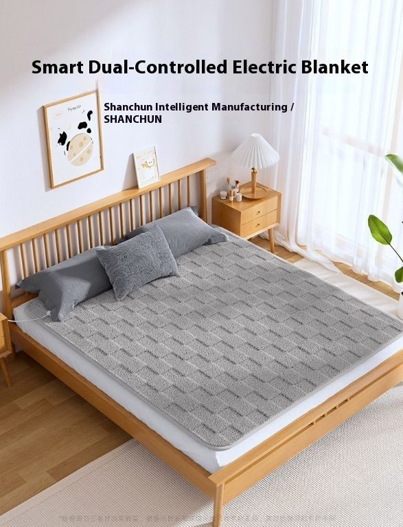 Style Plush Double Double Control Electric Blanket Home Safety Student Dormitory Single Electric Mattress Thickened Washed