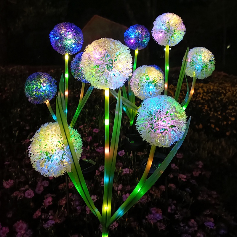 3 Solar Dandelion Lights Outdoor Ground Plug Lawn Garden Decoration Lights LEDOnion Ball Flower Landscape Lights