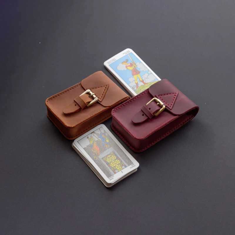 Tarot Card Storage Box, First-layer Cowhide Surface, Board Game Card Box, Portable Tarot Card Box
