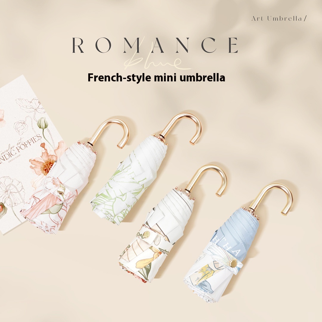 50% Fold Mini Sun Umbrella Sun Protection UV Protection Sunny Umbrella Women's Sunny Umbrella Dual-Use High-Value Umbrella Small And Portable