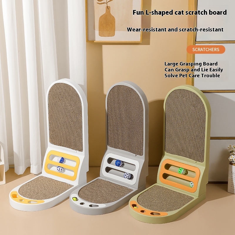 L-shaped Cat Scratching Board Integrated Cat Bed Vertical Cat Scratching Board Scratch-resistant Thick Wear-resistant No Dandruff Cat Toys Cat Supplies