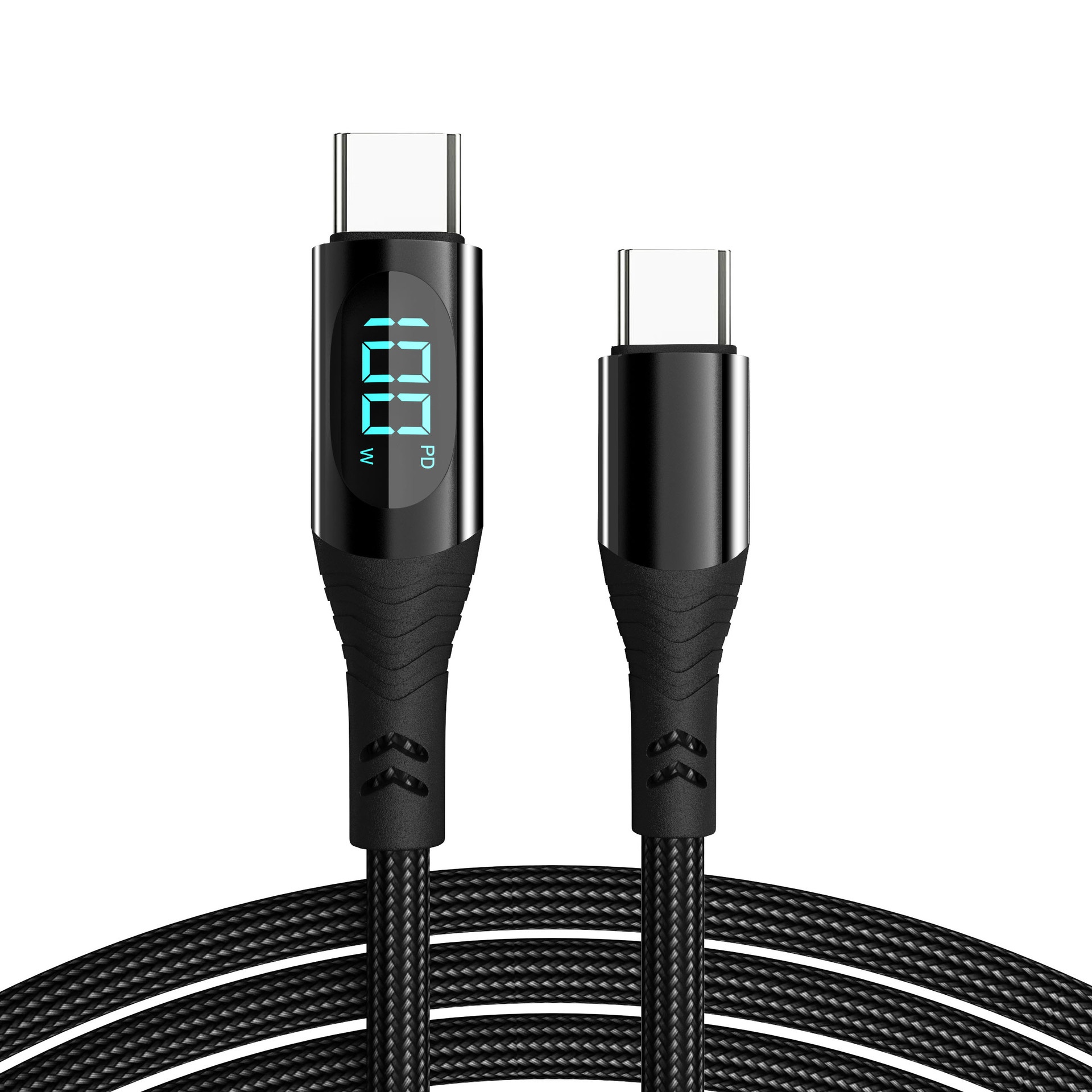 100w Digital Display Data Cable Suitable For Apple27 WMobile Phone15 Fast Charging Cable Dual Type-c To USBC