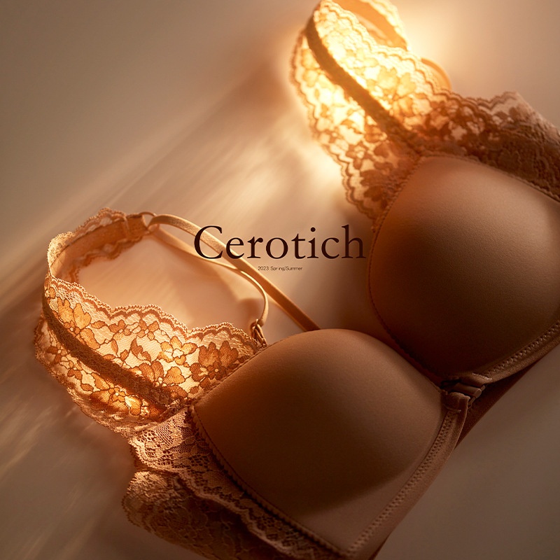 CEROTICHLace Beautiful Back Front Buckle ATo CUnderwear For Women Without Steel Ring,Gathered Sexy Bra,Side Breast Collection Bra