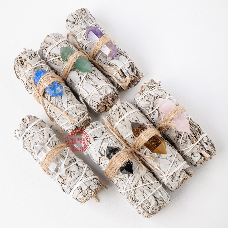Natural California White Sage With A Variety Of Materials Crystal Hexagonal Prism Crystal Tower Aromatherapy Suit