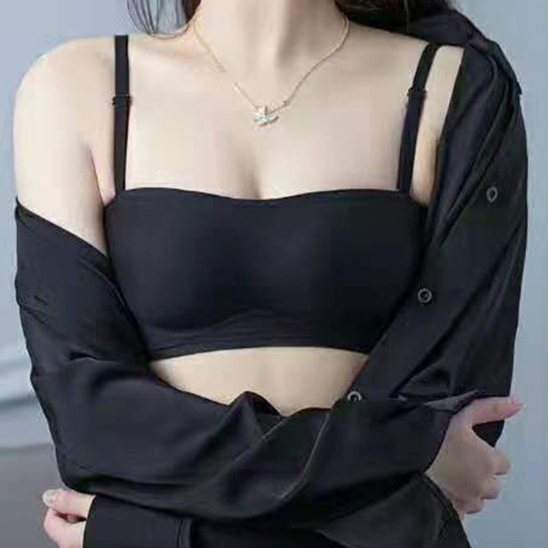 Cerotich Invisible Bra Underwear Without Steel Ring For Women Thin Strapless Tube Top Gathered Up One-piece Bra