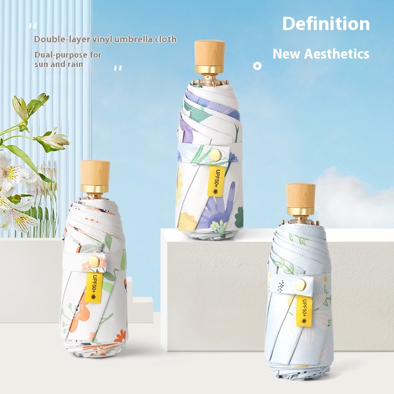 50%Off8-rib Double-layer Umbrella Parasol Black Plastic Sun Umbrella Anti-ultraviolet Dual-purpose Sun Umbrella For Sunny And Rainy Days