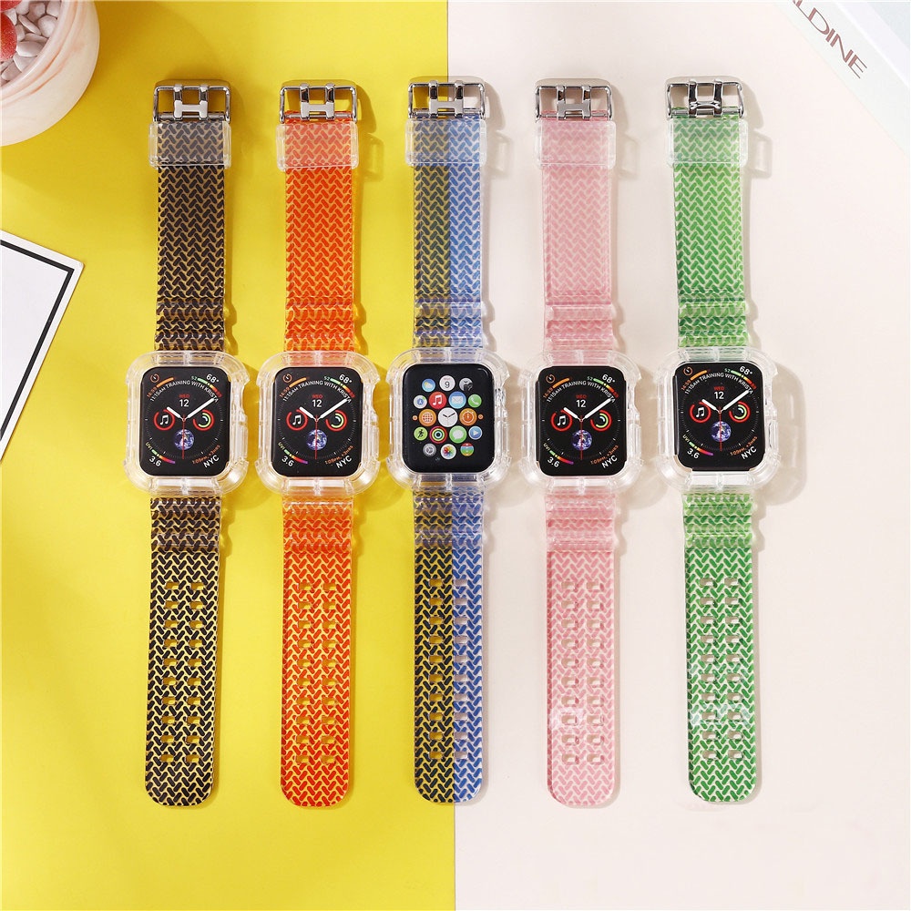 Suitable For Apple Watch Watch Strap Protective Cover6 Transparent Color Silicone40/44mm Integrated Strap