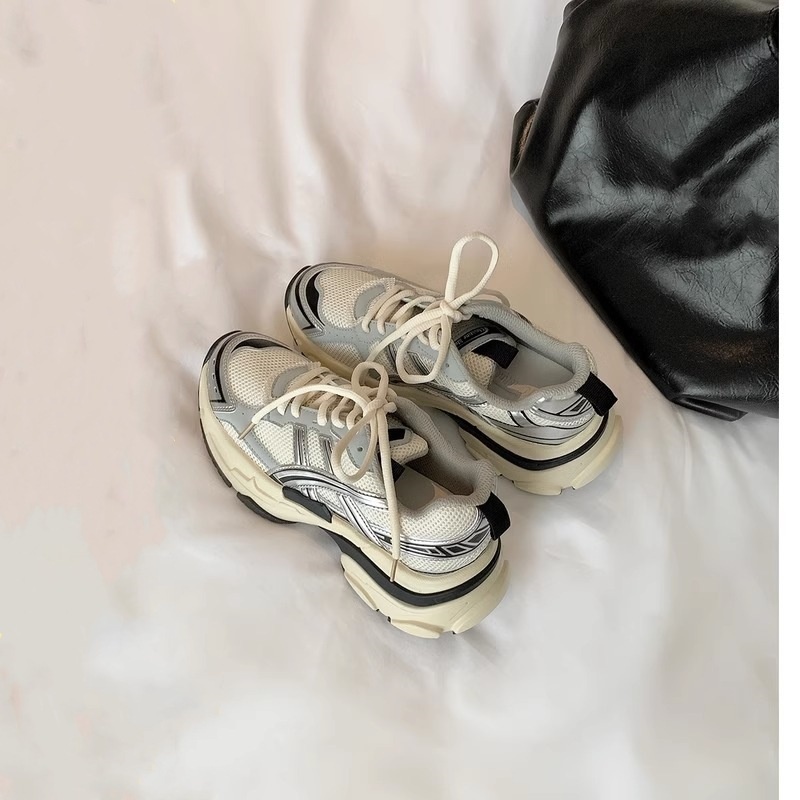 [Galoa+LY]Seoul Blogger~Space Silver Mesh Thick-soled Casual Jogging Sneakers For Women Daddy Shoes