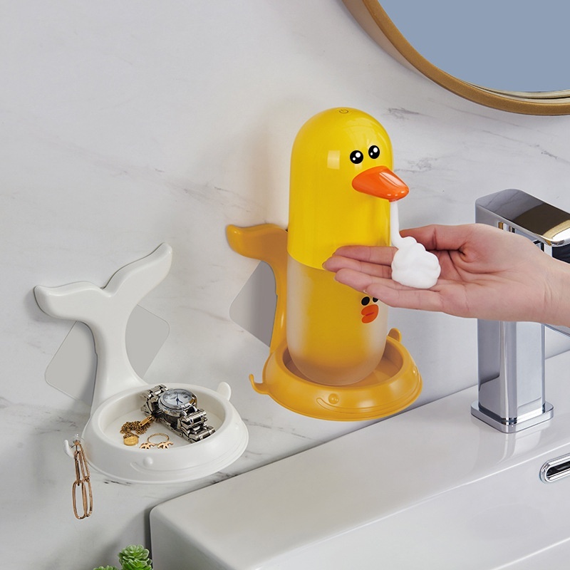 Punch-free Bathroom Plastic Soap Holder Hand Sanitizer Rack Toilet Wall-mounted Whale Tail Cartoon Storage Rack