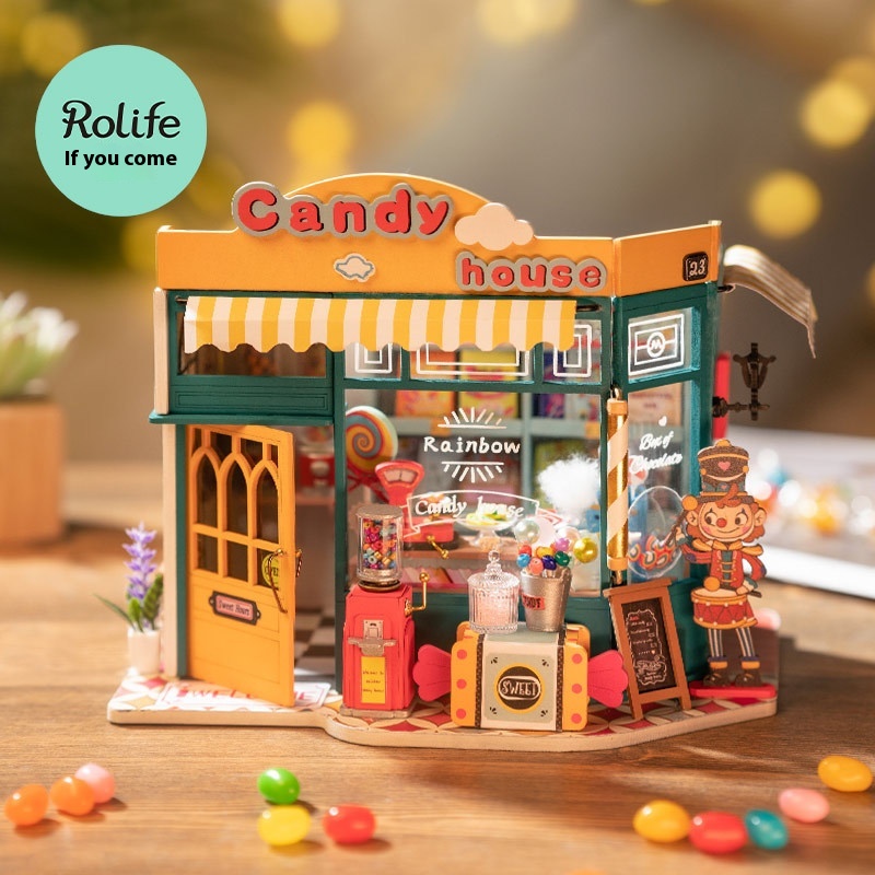 If You Come DIYCottage Rainbow Candy House Hand-assembled Miniature House Model Toy Creative Christmas Gift