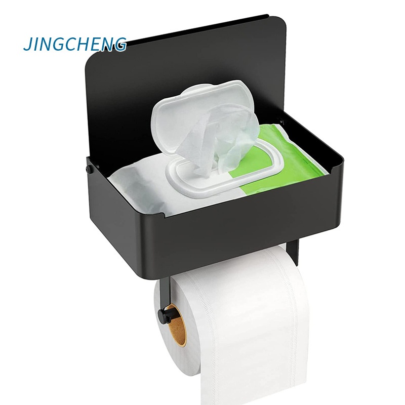 Roll Paper Holder Stainless Steel Wet Tissue Box Toilet Wall-mounted Tissue Holder Multi-function Wet Tissue Holder