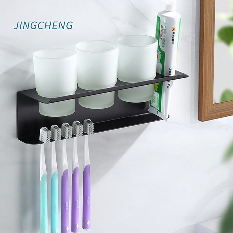 Toothbrush Holder One Piece Drop Shipping Space Aluminum Toothbrush Holder Wall Mounted Punch-free Toothbrush Storage Rack Cup Holder Toothbrush Cup Holder