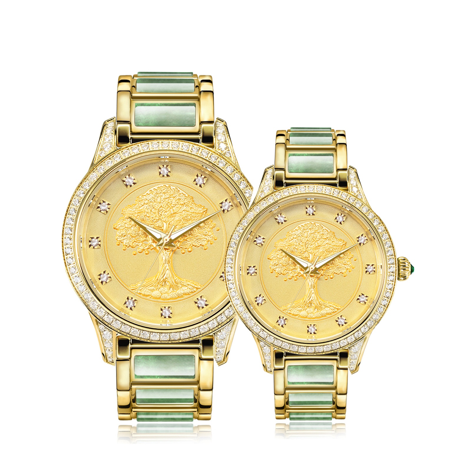 Jade Money Tree Men's Mechanical Watch Women's Money Tree Women's Watch Jade Luminous Couple Watch With Diamonds