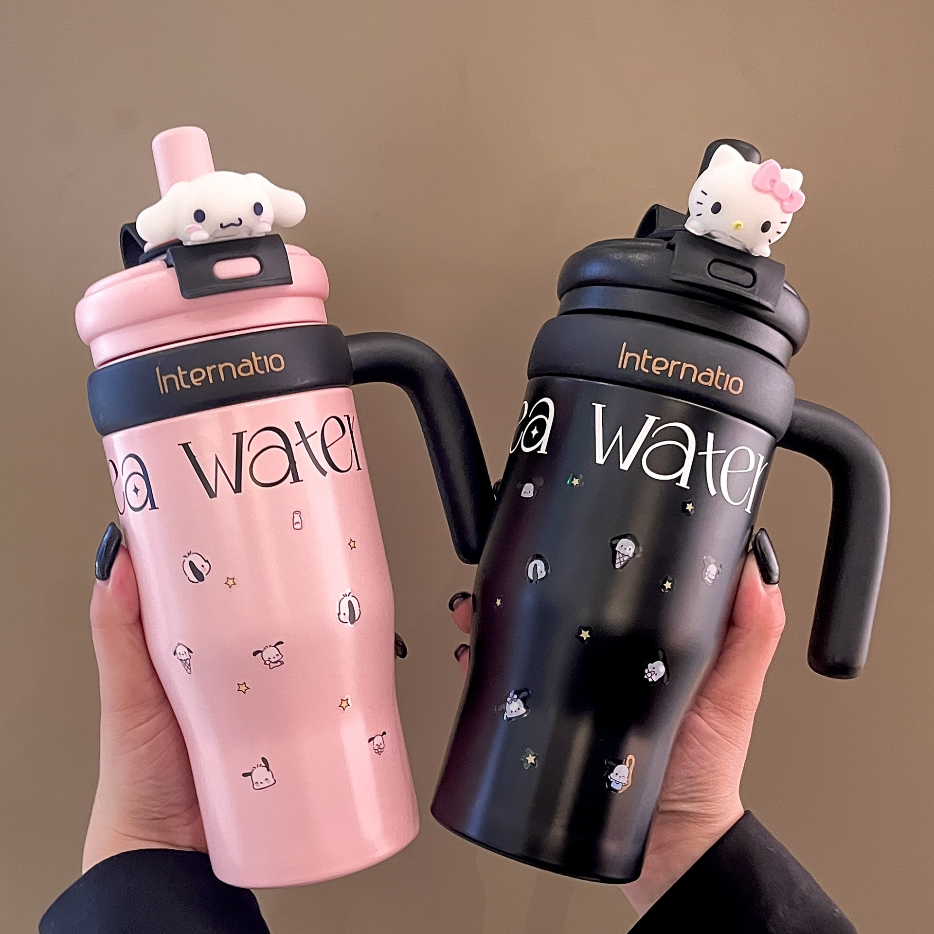 Simple 304 Stainless Steel Thermos Cup Large Capacity Men's And Women's High-value Coffee Cup Portable Straw Cup With Handle