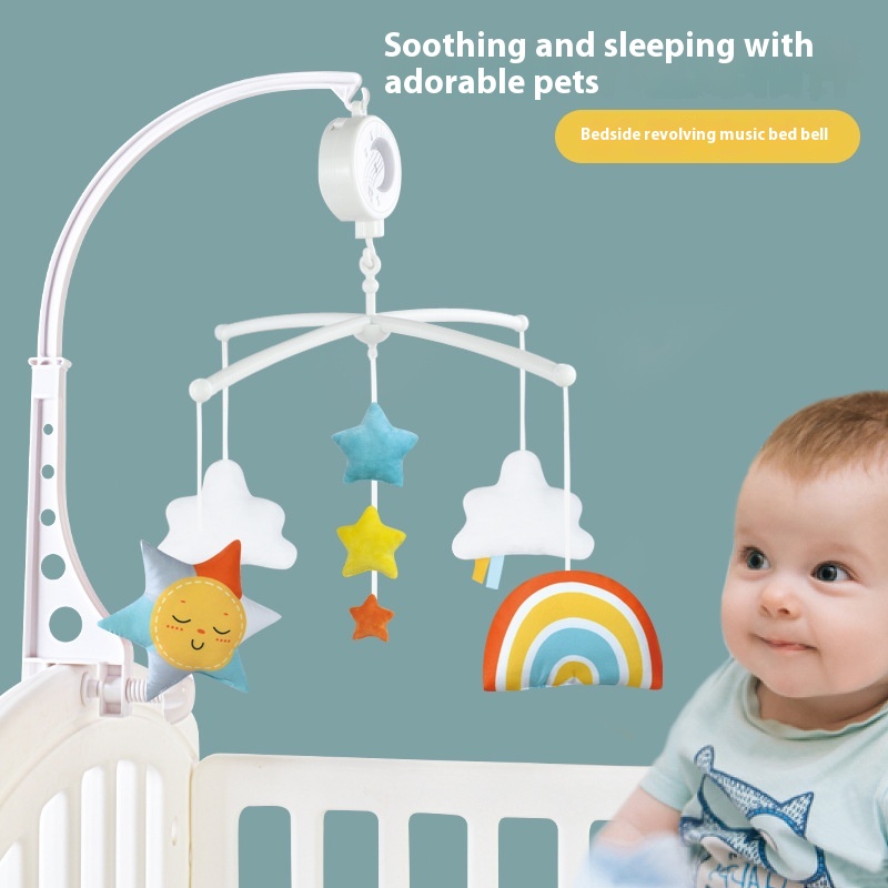 Baby Soothing Toys Infant Bed Bell Music Rainbow Bedside Bell Fabric Pendant Doll Toy