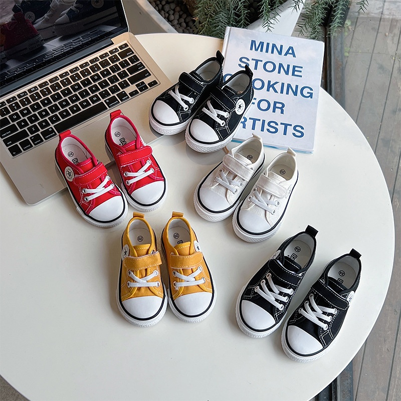 Children's Low-top Canvas Shoes Summer Korean Version Small,Medium And Large Boys And Girls Student Shoes Soft Sole Baby Shoes