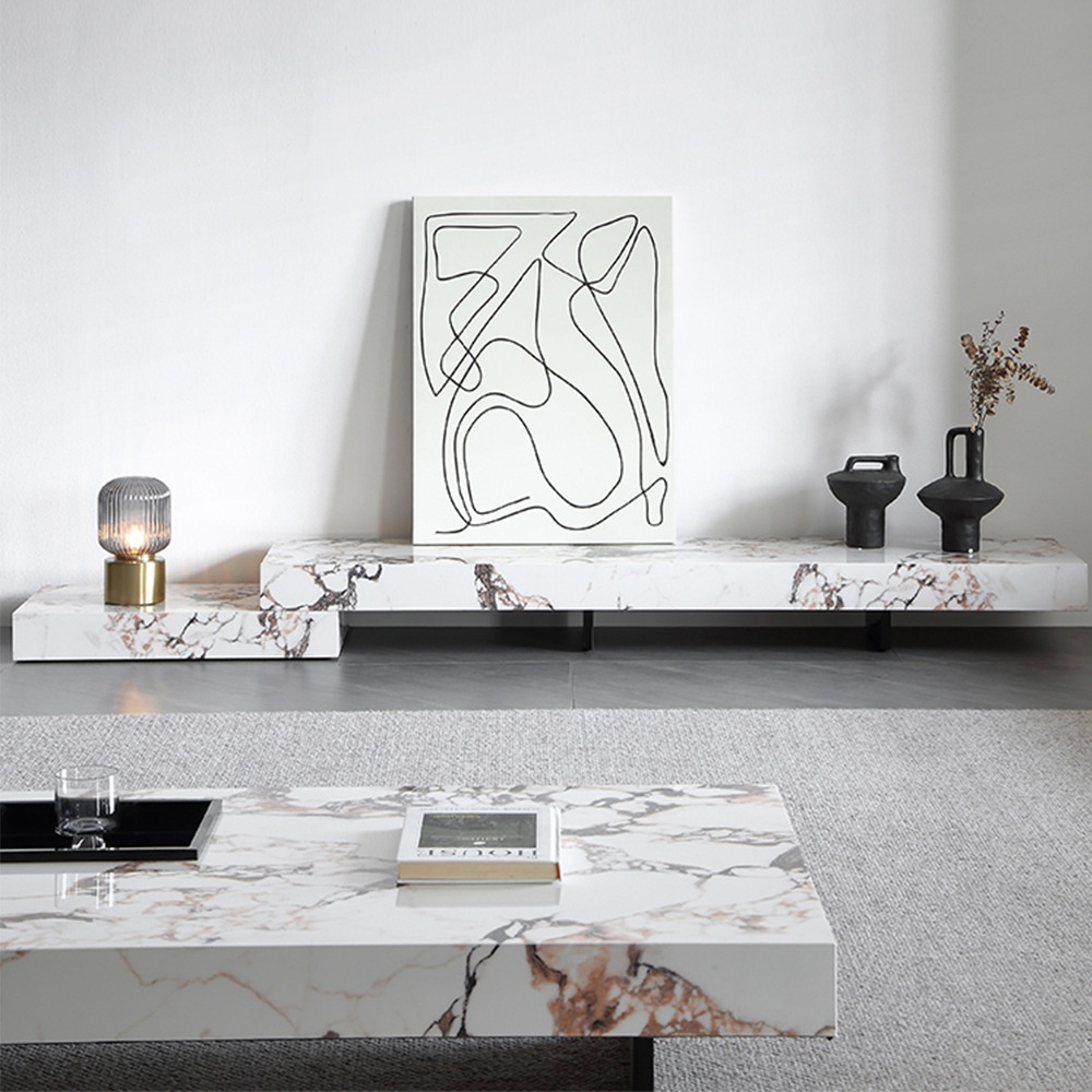 Modern Minimalist Home Living Room Extendable Freestanding TVCabinet And Coffee Table Set