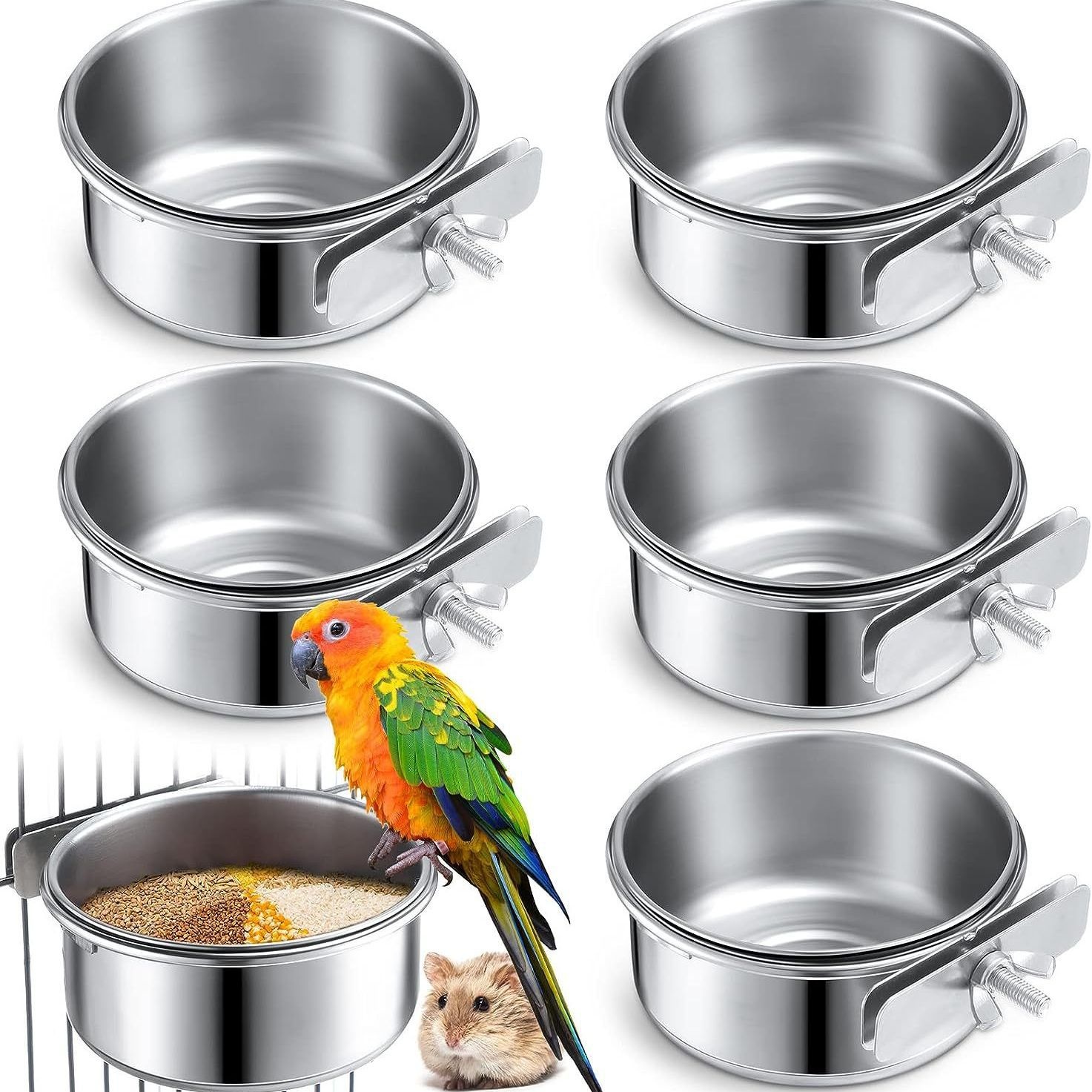 Parrot Stainless Steel Food Bowl Food Box Food Bowl Water Bowl Food Cup Water Cup Food Trough Bird Special