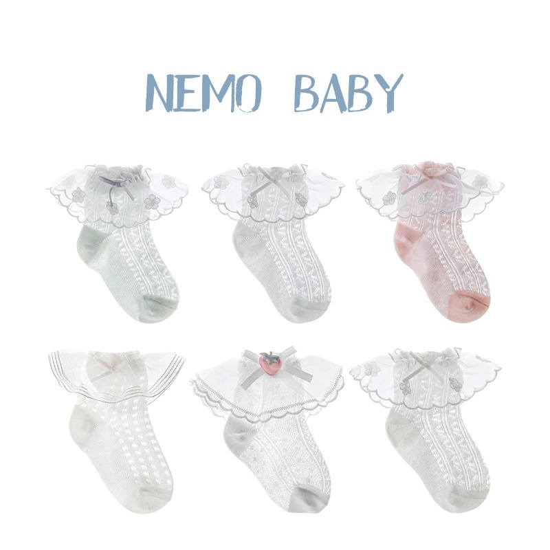 Style Girls Socks Ultra-thin Baby Socks Summer Baby Mesh Socks Children Lace Socks0-1 Years Old Princess Socks