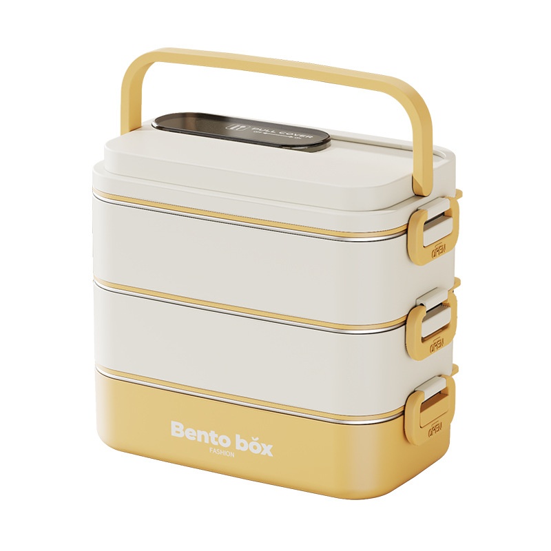 日式304不锈钢保温盒双层分格便单盒长方形学生便携塑料保温饭盒