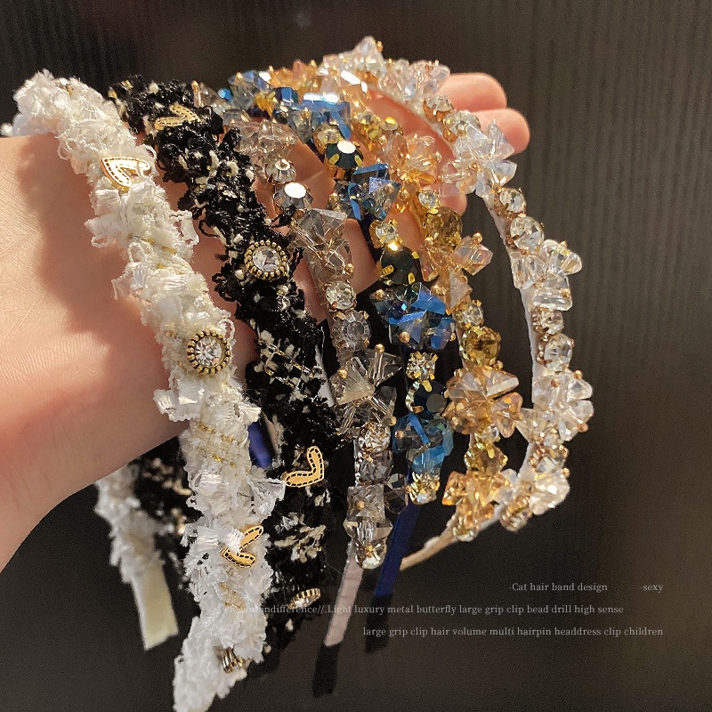Rhinestone Headband Women's Internet Celebrity Arrival All-Match Elegant Simple South Korea Crystal Hair Clamps Headband Headwear