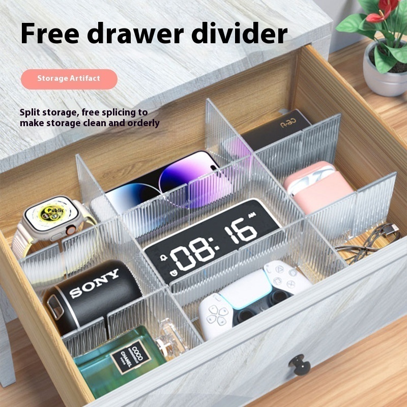 Simple Transparent Drawer Storage Divider Underwear Socks Storage Box Partition Piece Dividing Artifact Plastic Partition Board