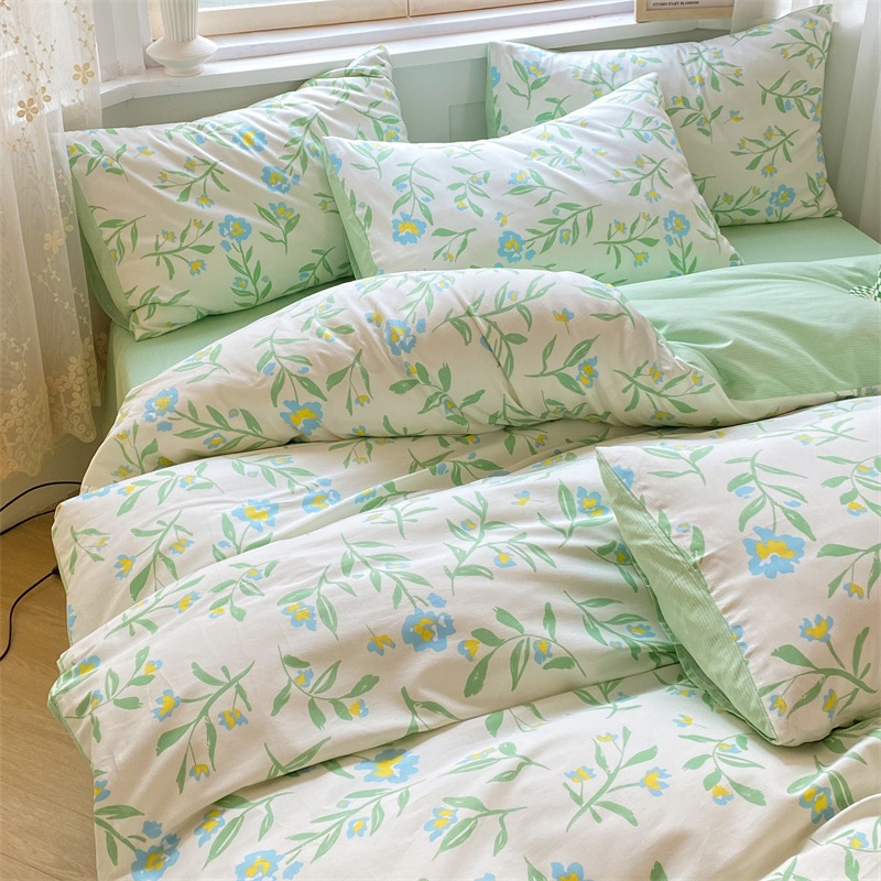 Pure Cotton Four-piece Set Pure Cotton Three-piece Set Small Floral Pastoral Style Quilt Cover Single-piece Dormitory Quilt