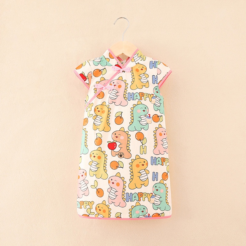 Children's Clothing Dress Girl's Improved Cheongsam Cartoon Chinese Style Ancient Costume Summer Children's Hanfu Skirt Western Style