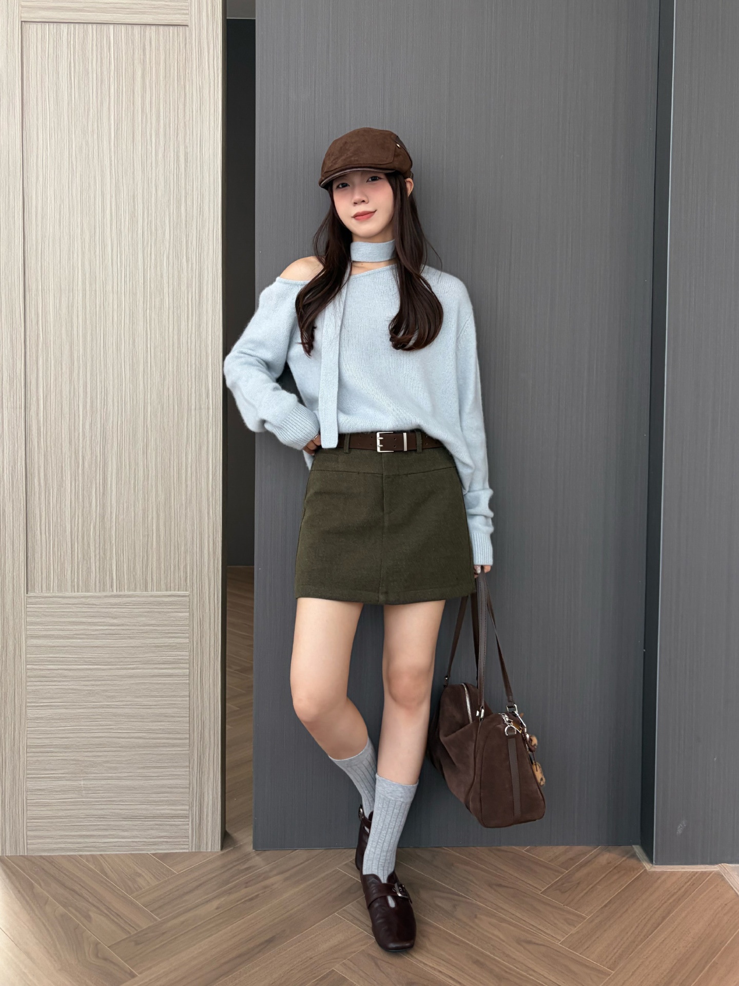 ICC Thick Wool Fabric Soft And High-Quality Slimming Casual Mini Skirt For Women