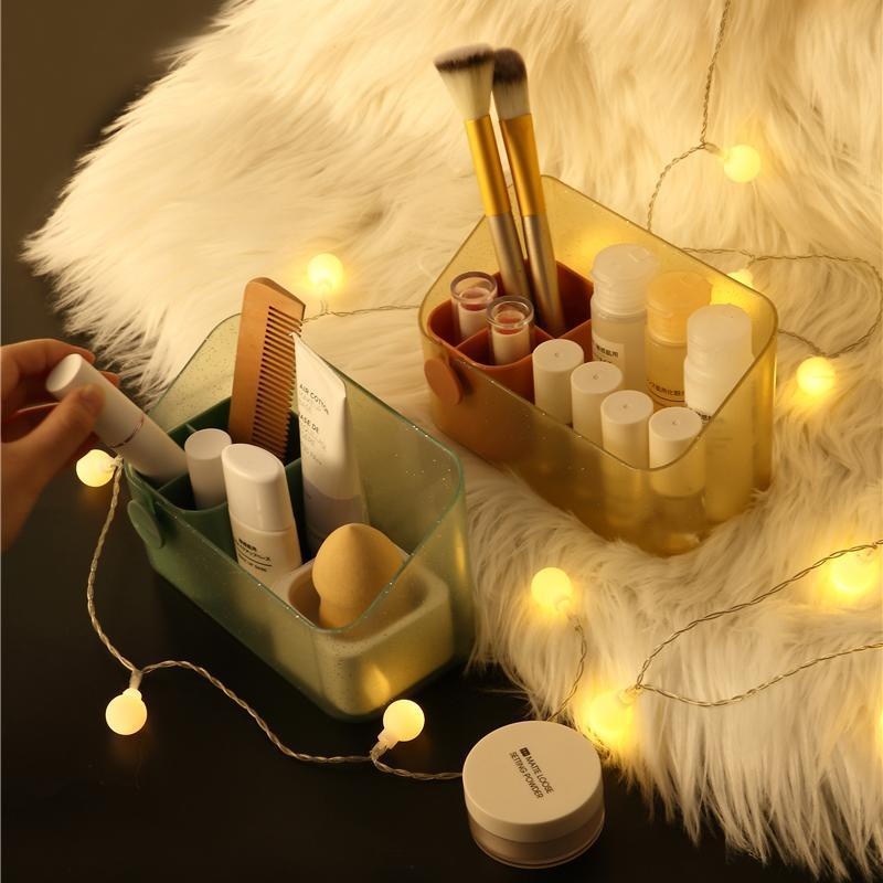 Cosmetic Storage Box Transparent Plastic Desktop Makeup Eyebrow Pencil Organizer Lipstick Storage Bucket Cosmetic Box Small Size