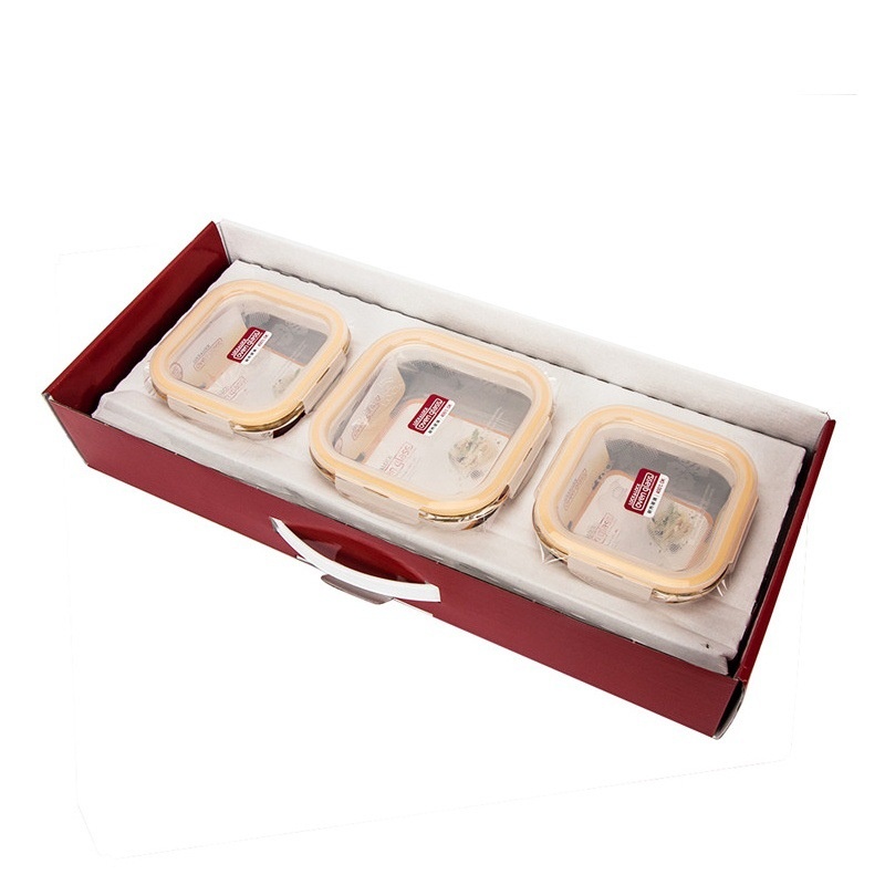 Lock&Lock Glass Food Storage Box Microwave Heating Student Office Worker Lunch Box Lunch Bag Gift Box