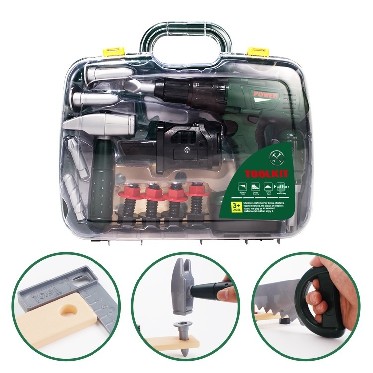 Educational Pretend Play Toys DIYElectric Simulation Tools Electric Drill Saw Portable Box Electric Set Repair Tools