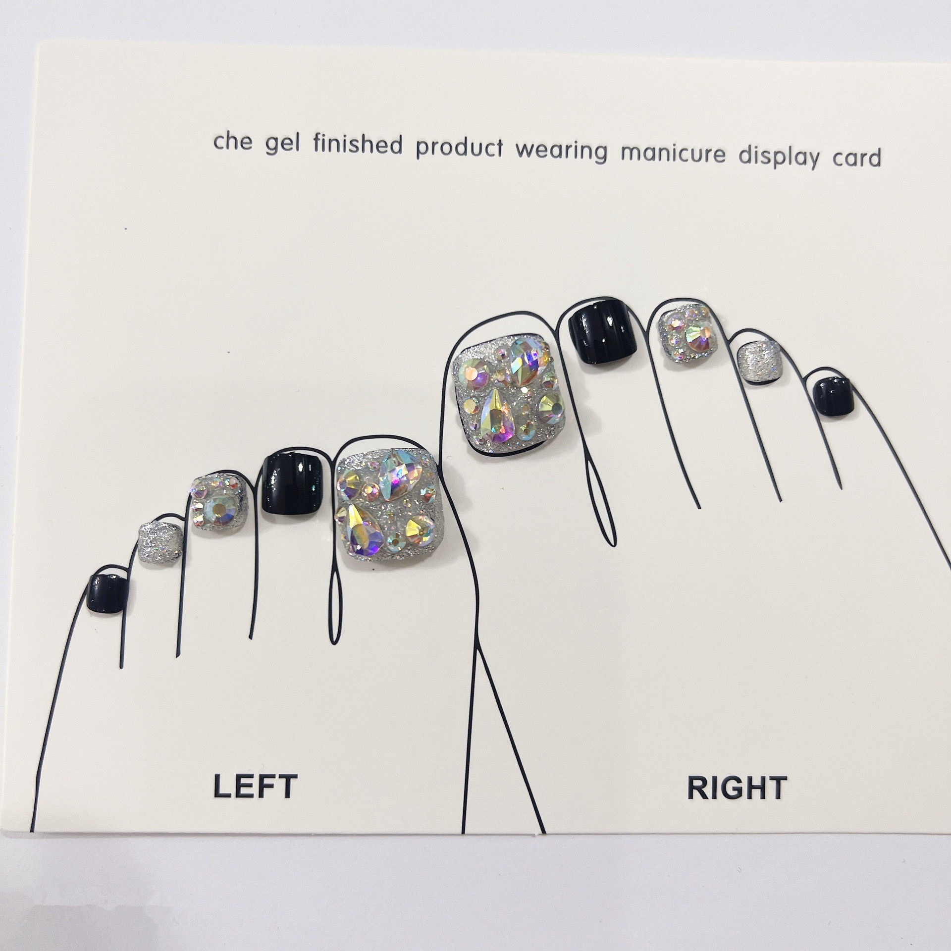 Wearable Toenail Patches,Internet Celebrity Style,Black And Silver Colored Diamond Nail Art,Finished Toenail Stickers,Detachable Whitening Nail Patches