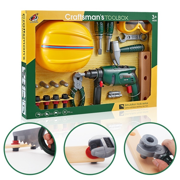 Play House Simulation Tool Toys Simulation Electric Drill Educational Toys Engineering Hat Repair Tool Set