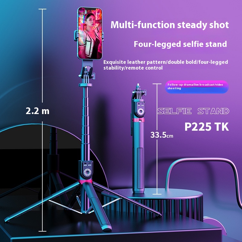Bluetooth Selfie Stick Remote Control Quadpod Universal Video Floor Stand
