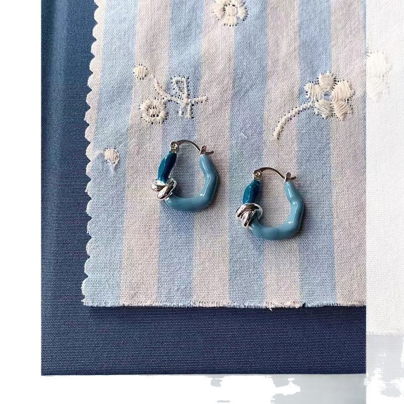 法式粉色撞色珐琅滴釉耳环小众设计轻奢高级感耳饰超仙耳扣女