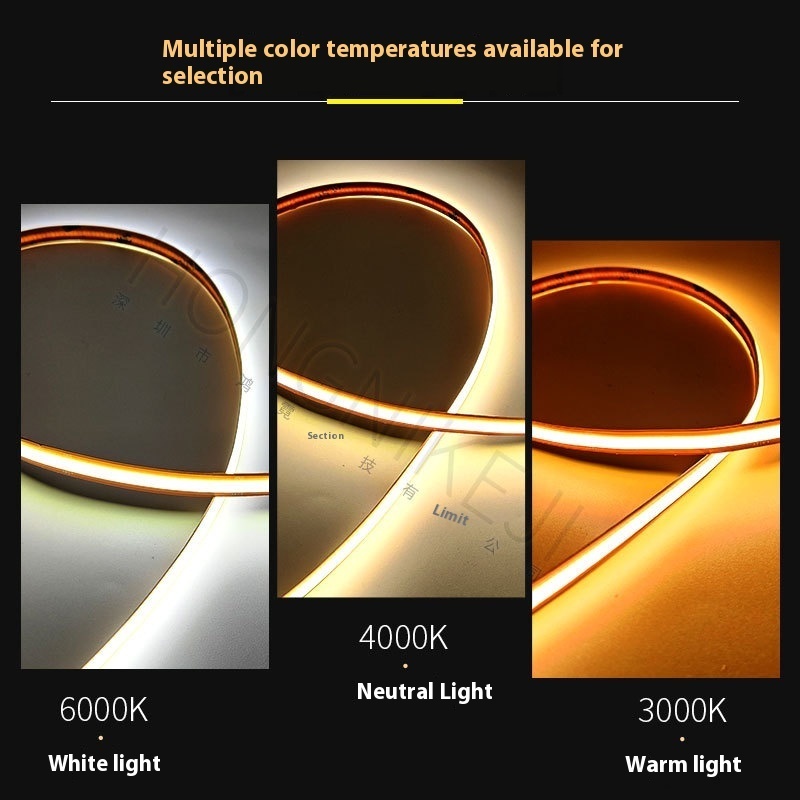 Cob Arbitrary Cut Light Strip 24v Self-adhesive Low Voltage Highlight High Display Refers To A Lamp A Cut Light Strip Random Shape Soft Light Strip