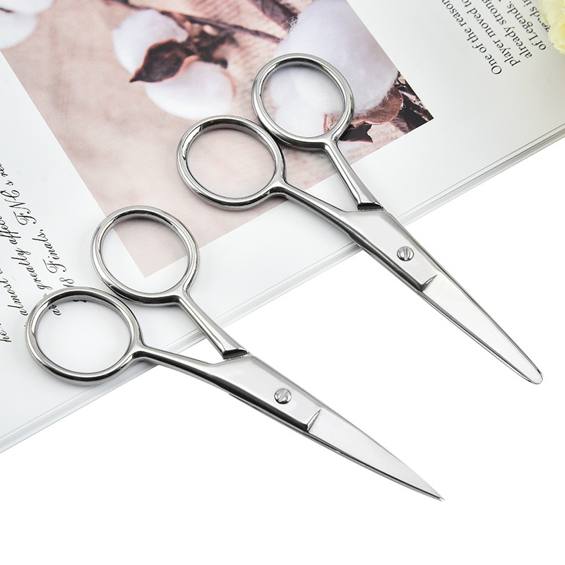 SStainless Steel Eyebrow Scissors Round Head Trimming Split Beard Trimmer Nose Hair Trimmer Eyelid Twitching Tool